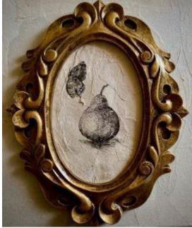 Opulence (2023) Ink on Paper & textile, framed in found wooden ornate vintage frame